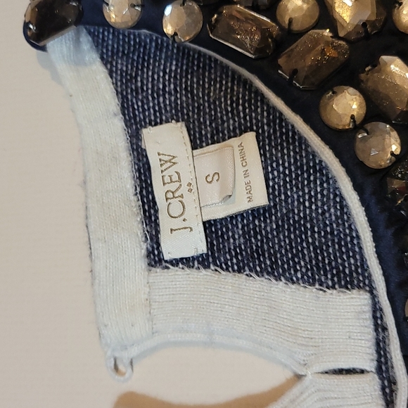 J.Crew Wool Blend Striped Jeweled Peter Pan Collar Sweater Small - Picture 4 of 14